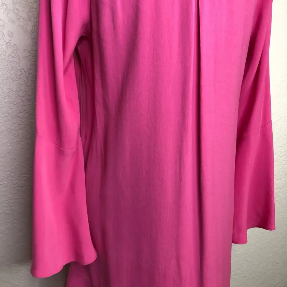 Anthropologie HD in Paris bright pink v neck swing dress size 6